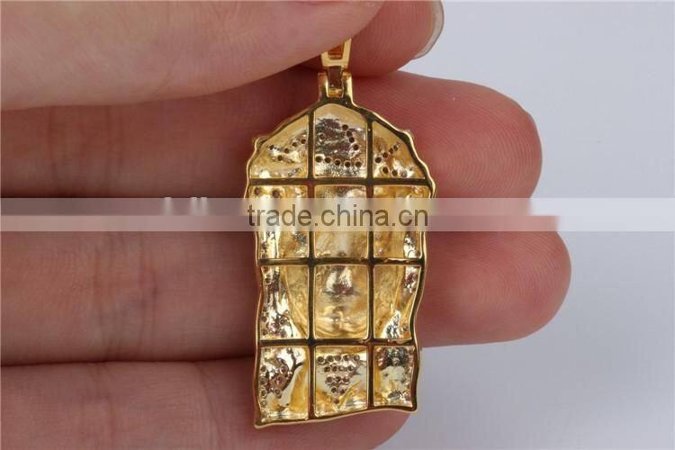 wholesale price cheap double gold plating micro pave mini jesus piece pendant hip hop
