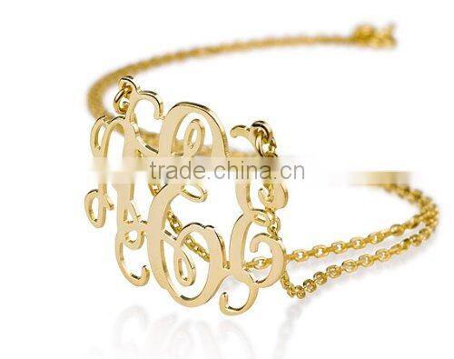 2016 Fashionable 925 Sterling Silver Necklace Gold Plated Personalized Initial Name alphabet necklaces