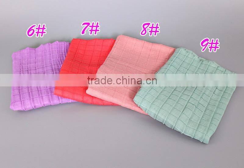 2016 Newest Check Pattern Embossed Plain Viscose Women Scarf