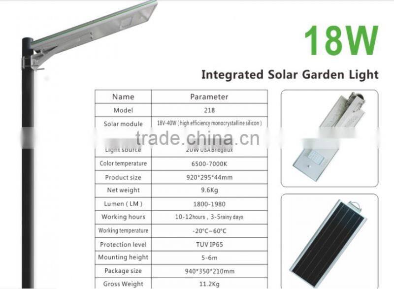 5 years warranty 18w all in one solar street lights