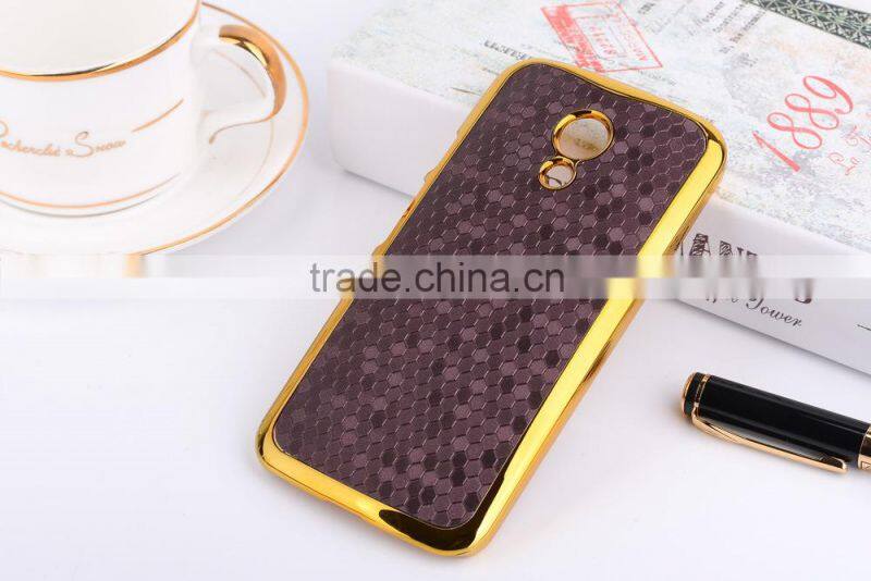 Mobile phone electroplating leather case for Motorola G2 2ND GEN hard back cover case