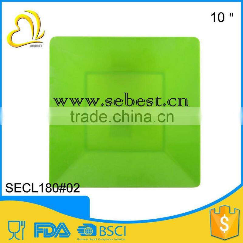 ODM and OEM unbreakable yellow color 10" melamine square shallow dish