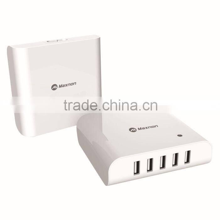 Maxnon 5 Port USB Charger,40W USB Wall Charger 5-Port USB Travel Wall Charger for iPad