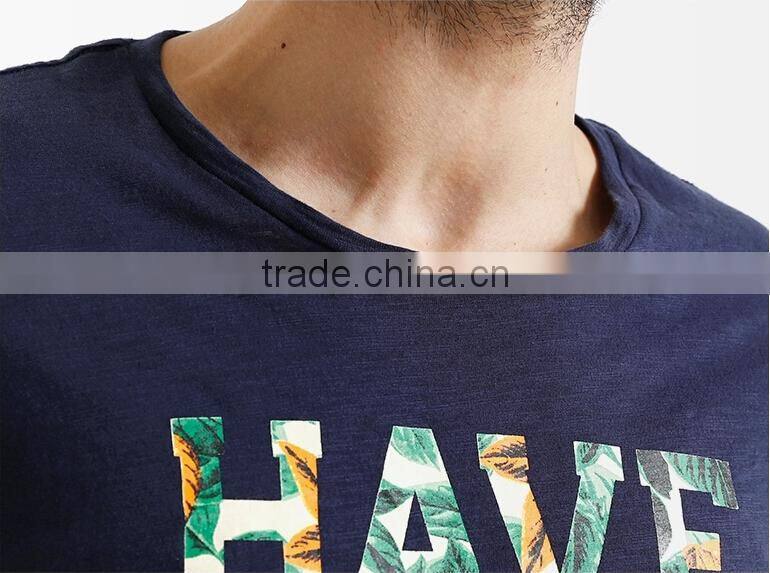 fashion slub jersey t shirt with printed for men