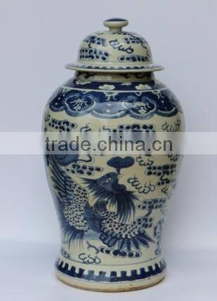 Blue and white porcelain temple jar