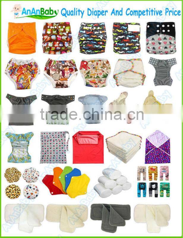 2016 Hot Sale AnAnBaby One Size hook and loop fastener Cloth Diapers / cartoon cloth diapers