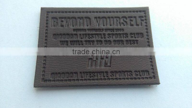 custom debossed leather jeans patch for garment