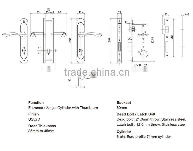 Japanese high quality and security Euro Mortise lock cylinder