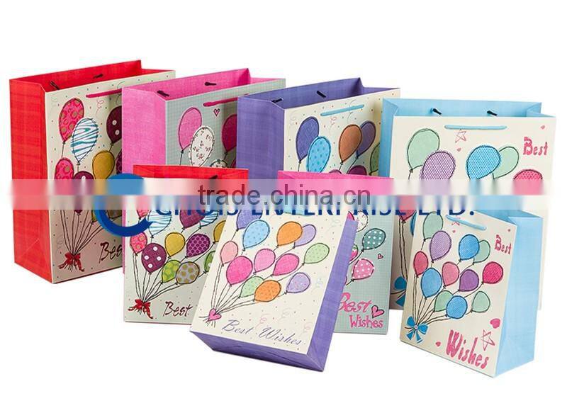 Popular Attractive Art Paper Bag with Ribbon Handle For Children Gift, Candy Present