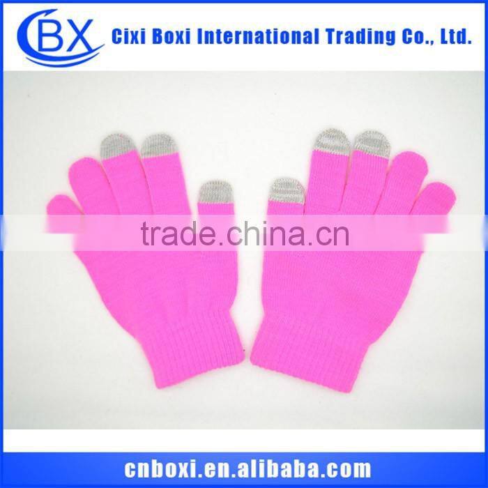 2014 Best sale Christmas gift custom acrylic glove,knitted finger touch screen gloves