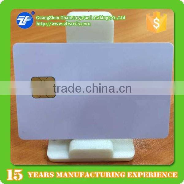 Blank white plastic card with smart ic chip