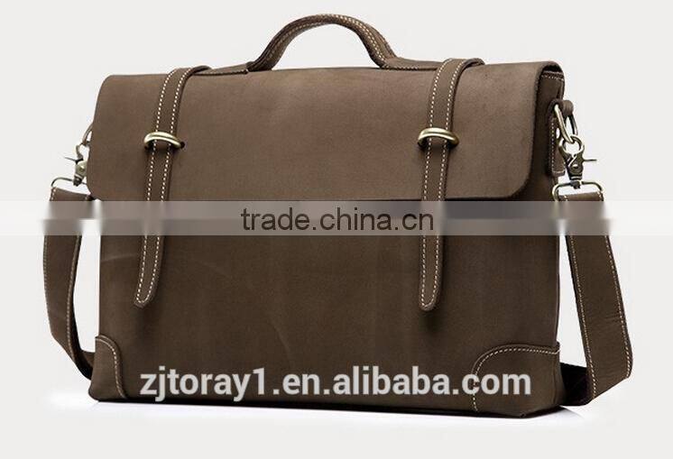 Genuine Vintage Leather Mens Laptop Security Briefcase Tote Bag