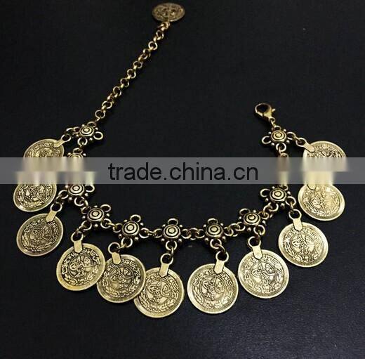 >>New design Punk Style Statement Boho coin bracelet jewelry/