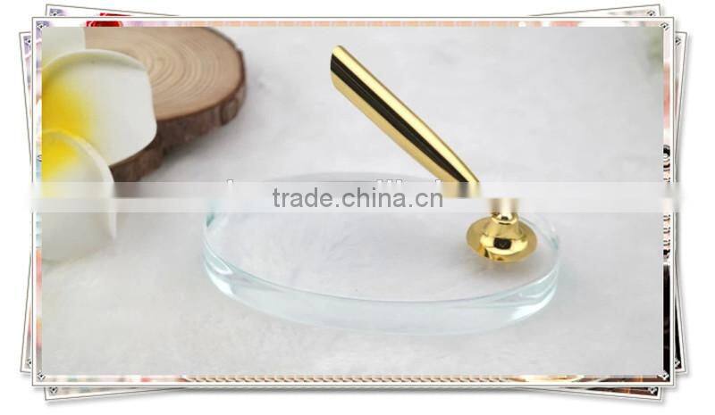 TT-09 luxury golden desk pen with glass holder, high quality stand pen