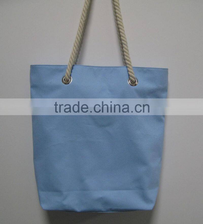Customized blank canvas cotton tote bag with rope handle