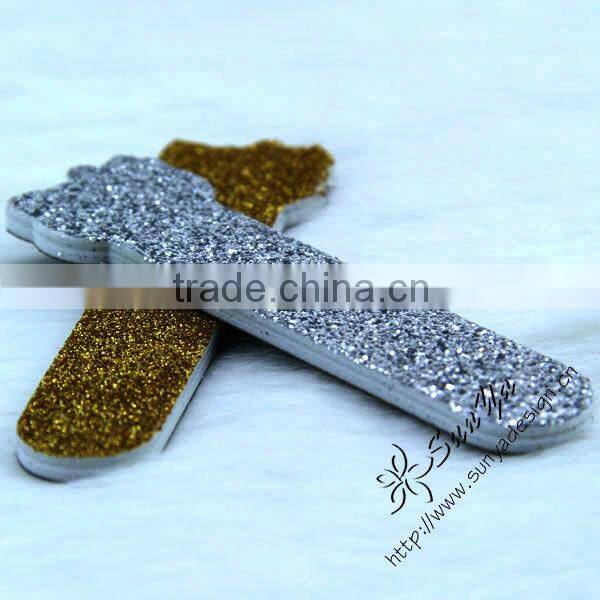 Mini nail files with shimmering powder