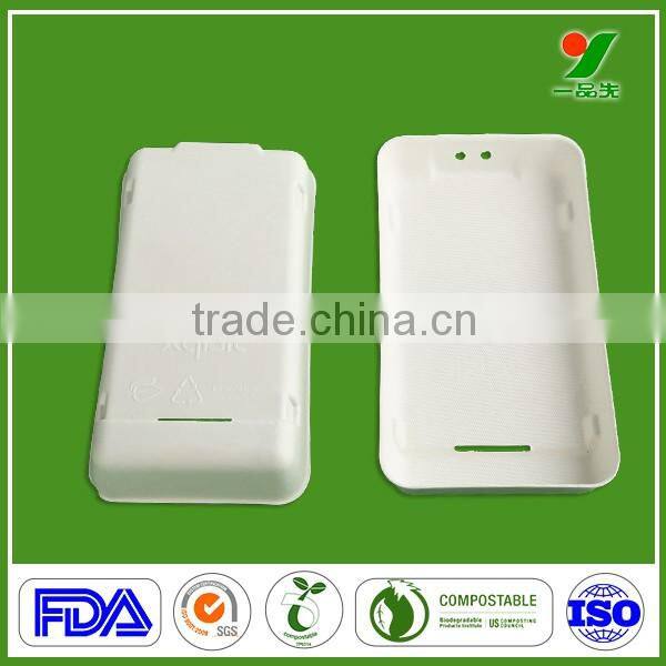Wholesale eco-friendly biodegradable sugarcane fiber phone case packaging tray with bagasse pulp