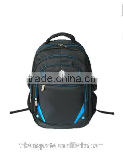 2015 China manufacturer multi- compartment black laptop backpack for school