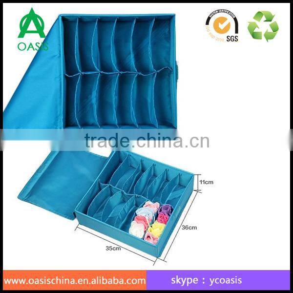 Pink oxford underwear storage box with lid