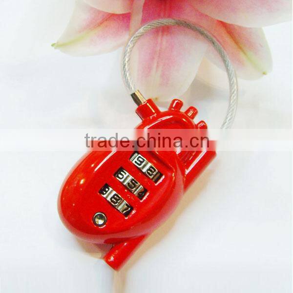 New design heart shape lock,Resettable Luggage Lock, Combination Lock CH-015