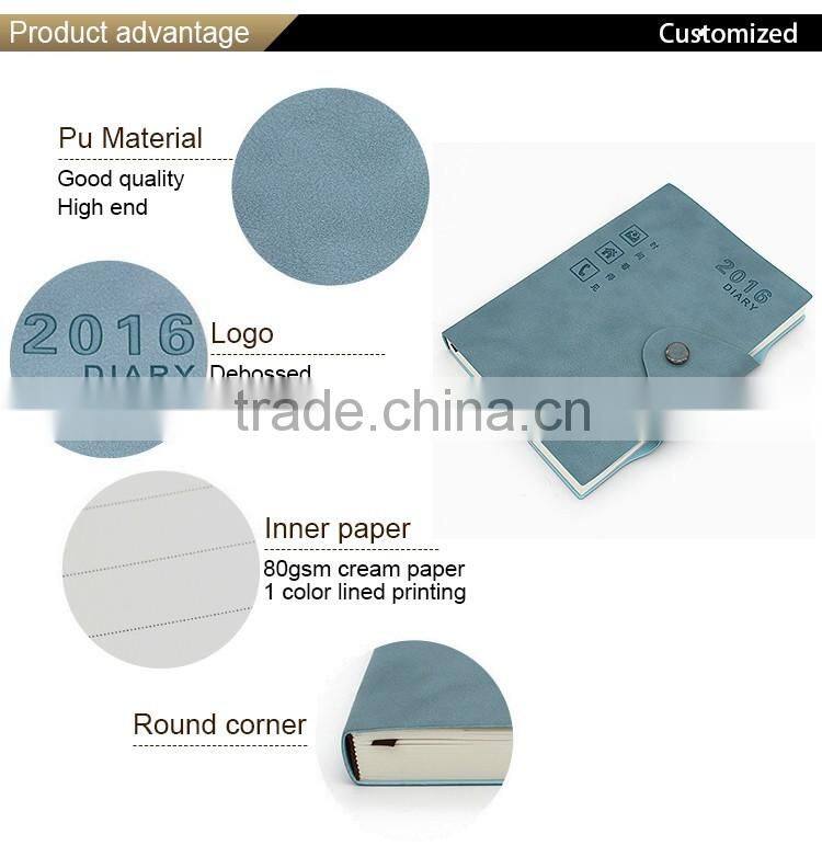 2016 A5 pu leather planner notebook