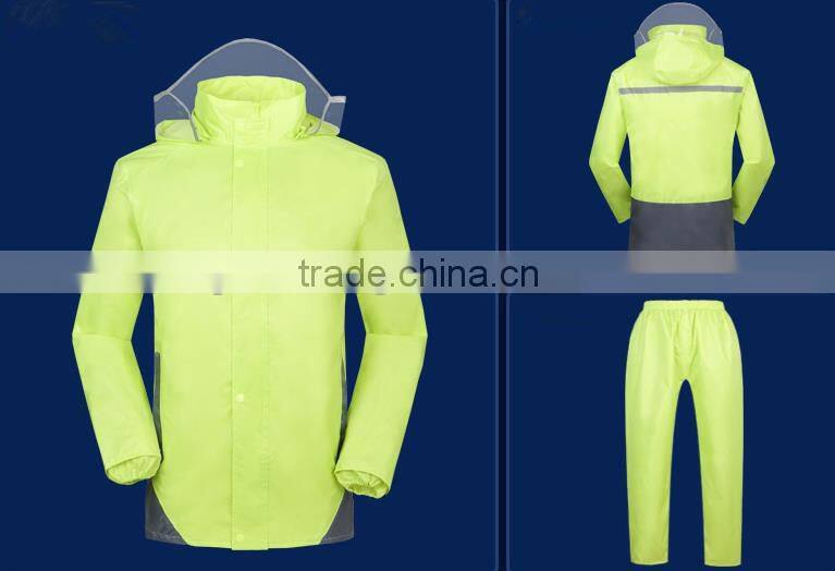 Adult's fashion waterproof reflective raincoat suit for motorcycle riders