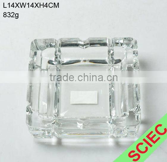 Machine pressed glass cigar ashtray