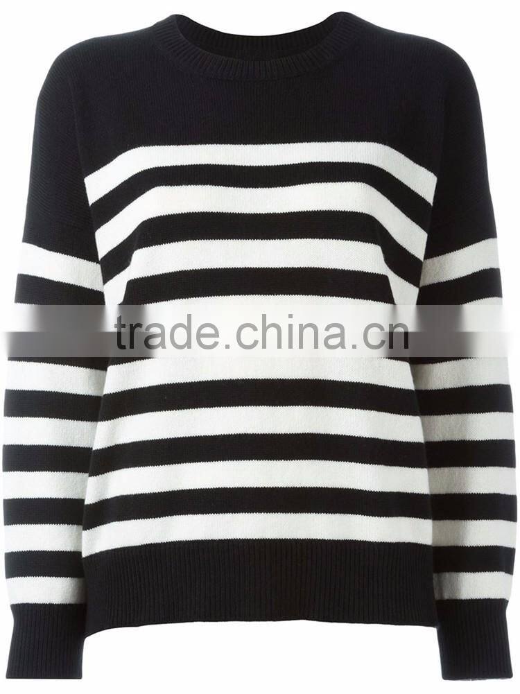 Hot sell woman fashion suit stripe wool sweater