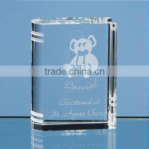 Noble clear cheap crystal book shape trophy for wedding souvenir
