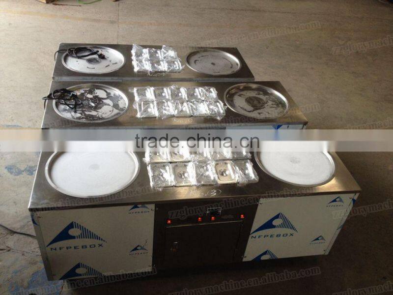 Double Flat Pan Fried Ice Cream Machine