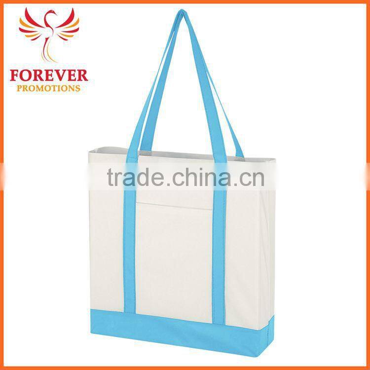 Non-woven Shopping Bag Front Pocket Custom Logo Printed Shopping Tote Bag With Handles