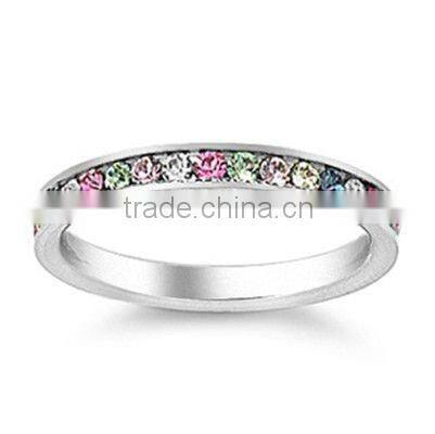 factory direct supply girl's Stainless steel crystal ring