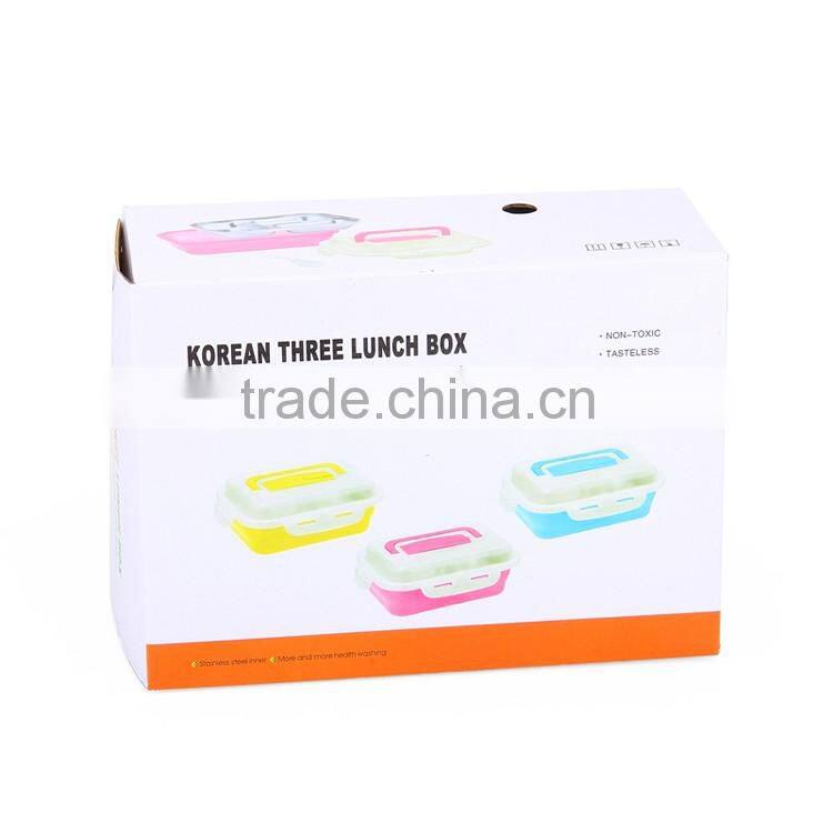 3 dividers stainless steel metal material wholesale bento lunch box for kids