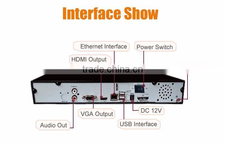 H.265 nvr record 8MP/5MP/4MP/3MP/1080P/960P/720P support HDMI 4K video out nvr 8ch