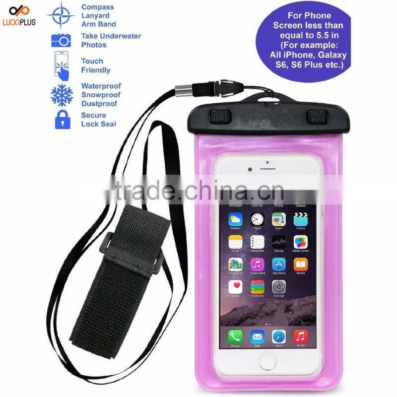 Luckiplus Travel Sport Swimming Phone Bag Waterproof, Snowproof, Dirtproof Case Bag for Phone Safe in Water