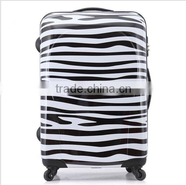Cheap Zebra-Stripe 2 Side Full Printing Carry On ABS Trolley Suitcase In 20-inch Size