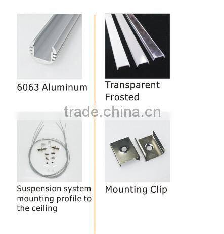 2016 smooth lighitng UV Resistant PC cover SMD3528 aluminium led profile for led strip light
