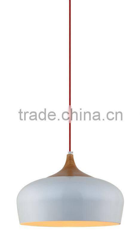 E27 Pendant Ceiling Lamp,Metal & Timber Shade Pendant Light