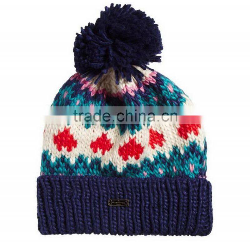 Pompom knitting patterns children hats, knitted children hat