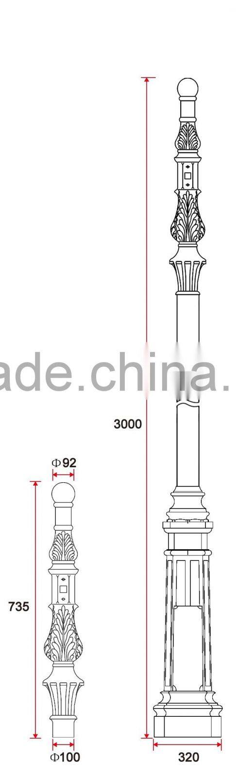C070 Decorative Aluminum Street Light Pole Finials Casted