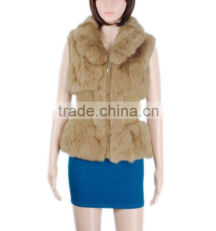 Classic fur waistcoat woman rabbit fur waistcoat KZ14002