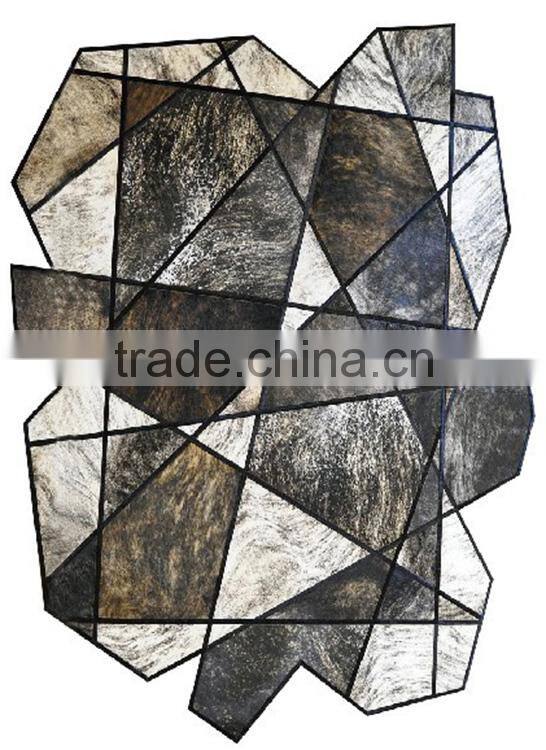 Geometric cowhide rug for decoration