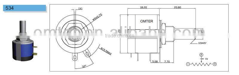 10k wire wound potentiometer 534