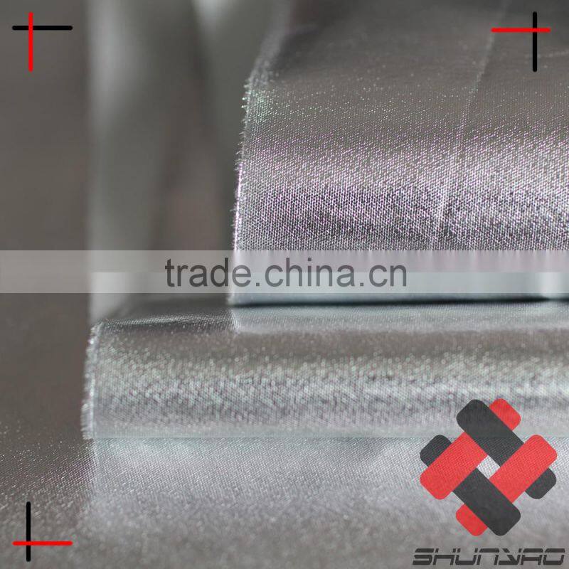 polyester pongee polished hot stamping foil silver fabric bronzed soft feel for padded jacket