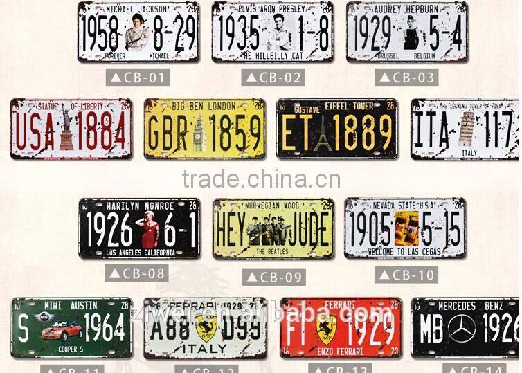 Metal Auto Vehicle Plate Hanging Lisence Decors