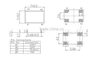 crystal oscillator package 7050 oscillator smd PXO CXO SMD 3.3/5.0V