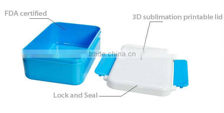 OEM custom printed 3D Sublimation innocuous bento plastic Lunch Box for Kids