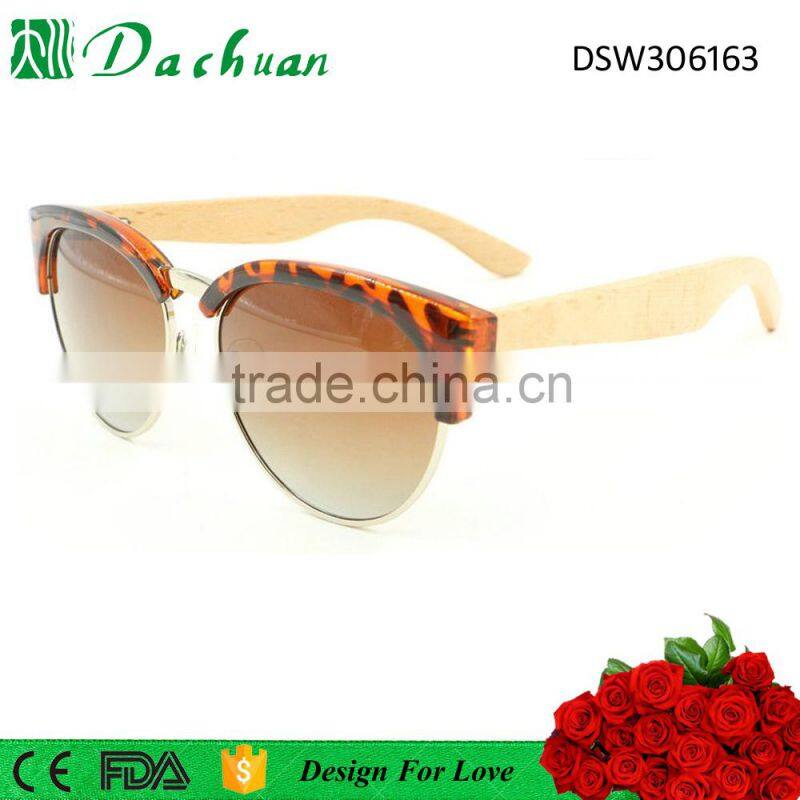 High quality good sale round polarized plastic bamboo sunglasses with 100% natural bamboo temple