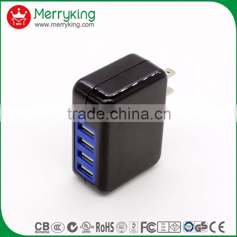 US AU EU UK plug four port usb wall plug charger for cellphone
