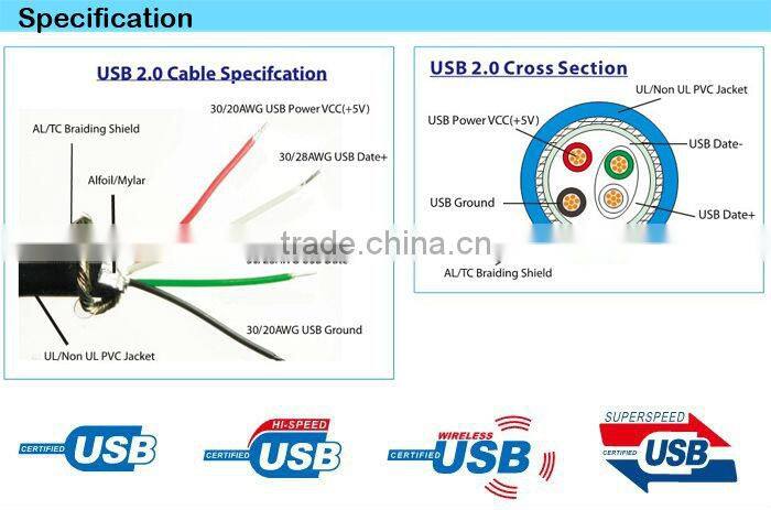 Led High Speed And Quality USB 2.0 Cable AM/AF